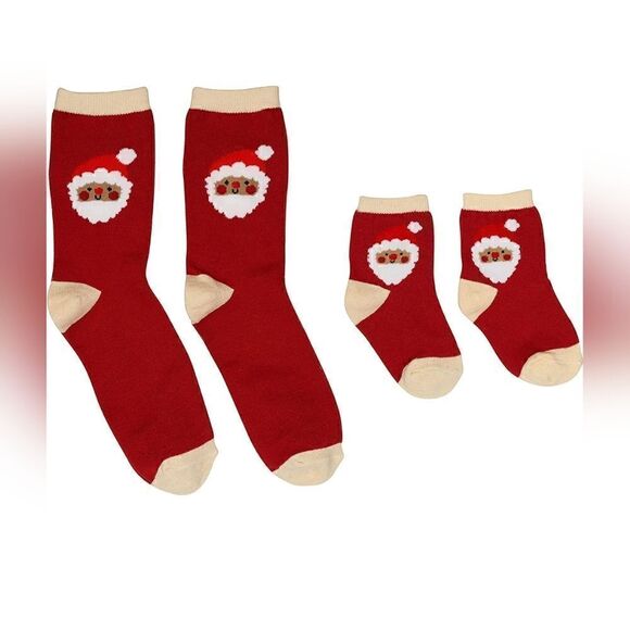 New Pearhead Parent and Baby Christmas Santa Sock Set - Picture 1 of 4